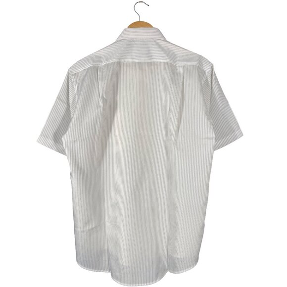 Vintage Versace V2 Vertical Stripe Boxy Fit Short Sleeve Shirt White size 16 1/2 - Picture 2 of 7